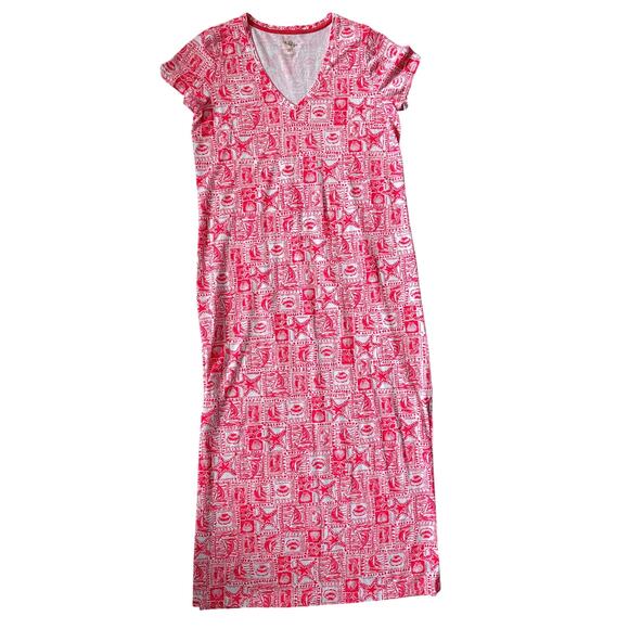 Lilly Pulitzer Etta Maxi Dress Seaside Harbour Print in Mizner Red Size Large - Picture 5 of 12